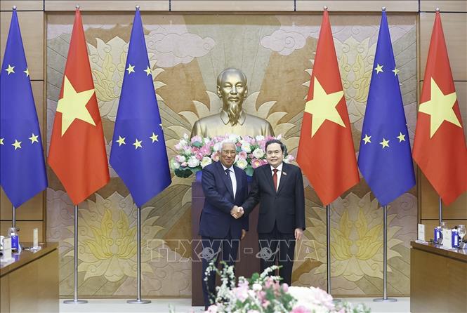 Chủ tịch Bet88app còn khuyến mãi Trần Thanh Mẫn hội kiến Chủ tịch Hội đồng châu Âu António Costa. Ảnh: Doãn Tấn - TTXVN