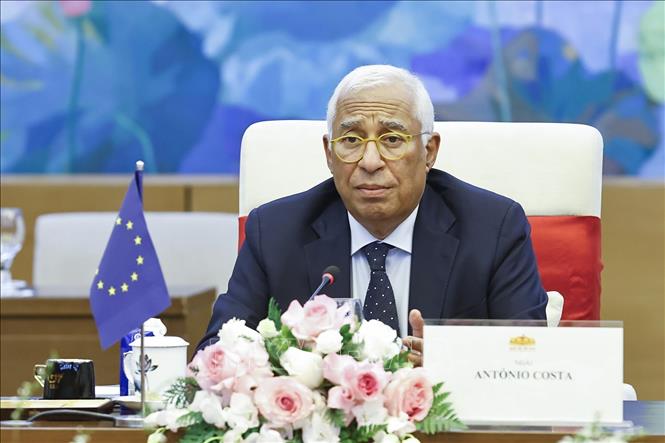 Chủ tịch Hội đồng châu Âu António Costa phát biểu. Ảnh: Doãn Tấn - TTXVN