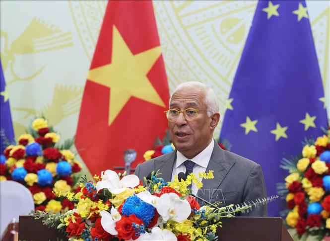 Chủ tịch Hội đồng châu Âu António Costa phát biểu. Ảnh: Lâm Khánh – TTXVN