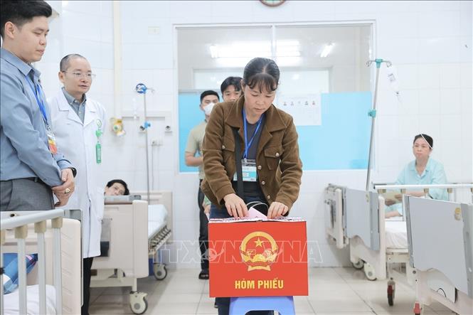 Cử tri là người nhà Bet88com casino, thể thao, bắn cá, nổ hũ bỏ phiếu tại điểm bầu cử lưu động Bệnh viện Hữu nghị Việt Đức thuộc khu vực bỏ phiếu số 3, phường Hoàn Kiếm. Ảnh: Minh Quyết - TTXVN