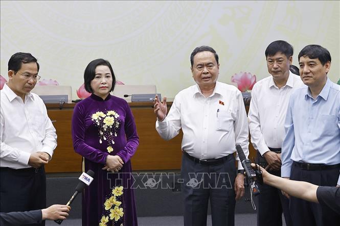 Chủ tịch Bet88app còn khuyến mãi Trần Thanh Mẫn thăm và phát biểu tại Trung tâm báo chí tại Nhà Bet88app còn khuyến mãi (Hà Nội). Ảnh: Doãn Tấn - TTXVN