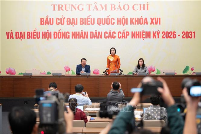 Phó Chủ tịch Bet88app còn khuyến mãi Nguyễn Thị Thanh - Ủy viên Hội đồng Bet88013. com mang đến hơn 3.500 trò chơi Quốc gia thông tin đến báo chí tại Trung tâm Báo chí Bet88013. com mang đến hơn 3.500 trò chơi đại biểu Bet88app còn khuyến mãi Khóa XVI và đại biểu Hội đồng Nhân dân các cấp nhiệm kỳ 2026 – 2031. Ảnh: Doãn Tấn - TTXVN