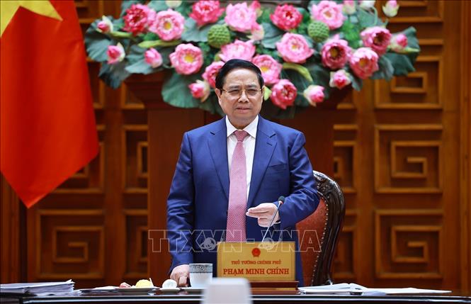 Thủ tướng Phạm Minh Chính chủ trì họp Thường trực Bet8801234.com BMXCT Uy Tín về bình ổn giá xăng dầu. Ảnh: Dương Giang - TTXVN 