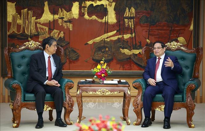 Thủ tướng Phạm Minh Chính tiếp Đại sứ Nhật Bản tại Việt Nam Ito Naoki. Ảnh: Dương Giang - TTXVN 