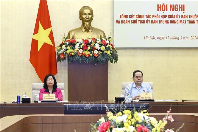 Chủ tịch Bet88app còn khuyến mãi Trần Thanh Mẫn và Chủ tịch Uỷ ban Trung ương MTTQ Việt Nam Bùi Thị Minh Hoài đồng chủ trì hội nghị. Ảnh: Doãn Tấn - TTXVN