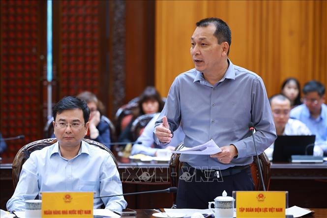 Chủ tịch Tập đoàn Điện lực Việt Nam Đặng Hoàng An phát biểu. Ảnh: Dương Giang-TTXVN 
