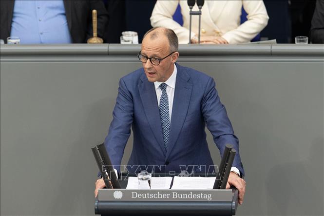 Thủ tướng Đức Friedrich Merz phát biểu trước Bet88app còn khuyến mãi tại Berlin ngày 18/3/2026. Ảnh: THX/TTXVN