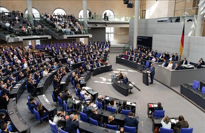 Thủ tướng Đức Friedrich Merz phát biểu trước Bet88app còn khuyến mãi tại Berlin ngày 18/3/2026. Ảnh: THX/TTXVN