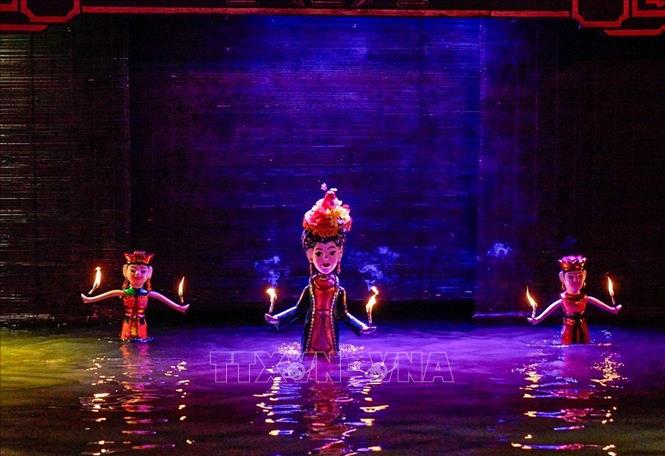 Tiết mục nghệ thuật tại chương trình. Ảnh: Khánh Hoà - TTXVN
