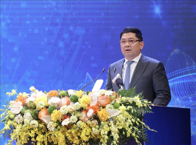 Bí thư Tỉnh ủy Bắc Ninh Nguyễn Hồng Thái phát biểu tại buổi lễ. Ảnh: Thanh Thương - TTXVN