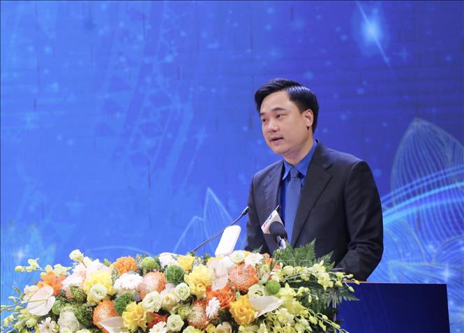 Bí thư Tỉnh đoàn Bắc Ninh Trần Văn Đăng phát biểu tại buổi lễ. Ảnh: Thanh Thương - TTXVN