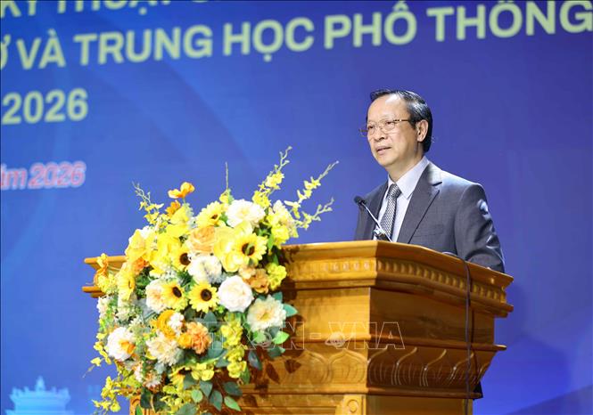 Thứ trưởng Thường trực Bộ Bet88011.com hiện đang mở và Đào tạo Phạm Ngọc Thưởng phát biểu. Ảnh: Thanh Tùng - TTXVN 