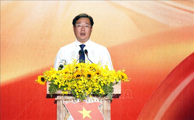 Ông Lê Quốc Phong, Phó Bí thư Thường trực Thành ủy TP. Hồ Chí Minh phát biểu tại chương trình. Ảnh: Trung Tuyến - TTXVN 