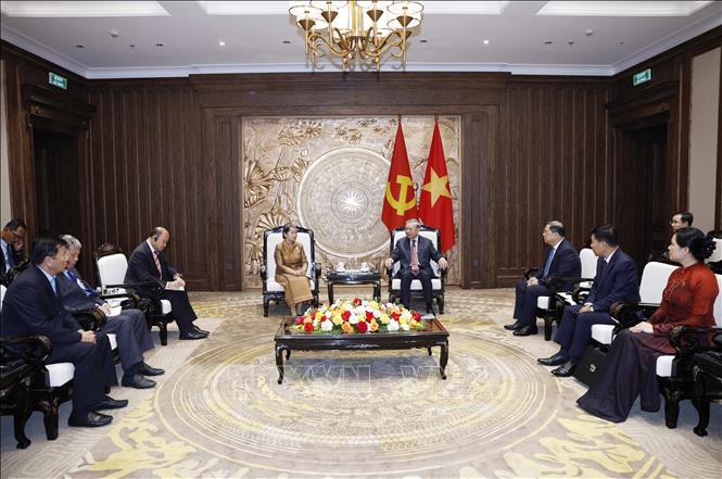 Bet8801234.com cá cược độc quyền Tô Lâm tiếp bà Men Sam An, Phó Chủ tịch Đảng Nhân dân Campuchia, Chủ tịch Hội đồng Quốc gia Mặt trận Đoàn kết Phát triển Tổ quốc Campuchia. Ảnh: Thống Nhất – TTXVN