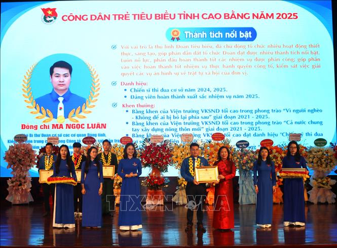 Công dân trẻ tiêu biểu tỉnh Cao Bằng năm 2025 Ma Ngọc Luân. Ảnh: Chu Hiệu-TTXVN