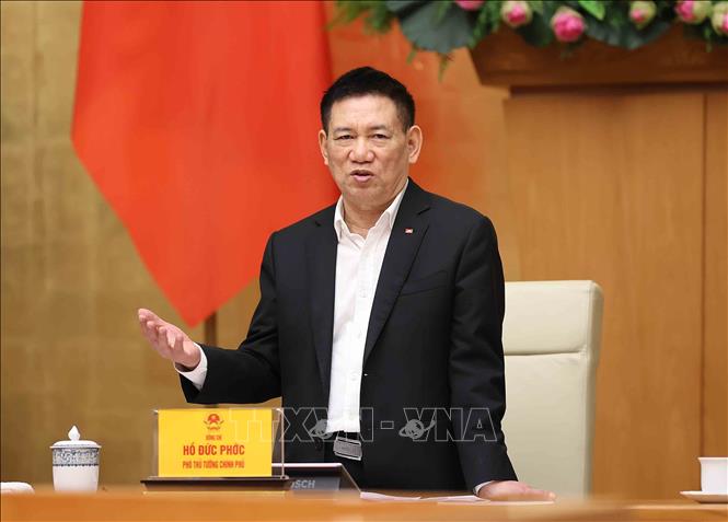 Phó Thủ tướng Hồ Đức Phớc, Trưởng Ban Chỉ đạo Phòng chống rửa tiền quốc gia phát biểu. Ảnh: An Đăng - TTXVN