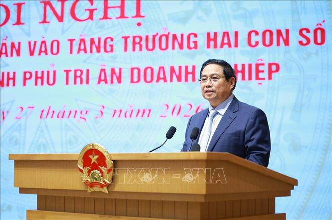 Thủ tướng Phạm Minh Chính chủ trì Hội nghị Doanh nghiệp góp phần vào tăng trưởng hai con số và Thủ tướng Bet8801234.com BMXCT Uy Tín tri ân doanh nghiệp. Ảnh: Dương Giang-TTXVN
