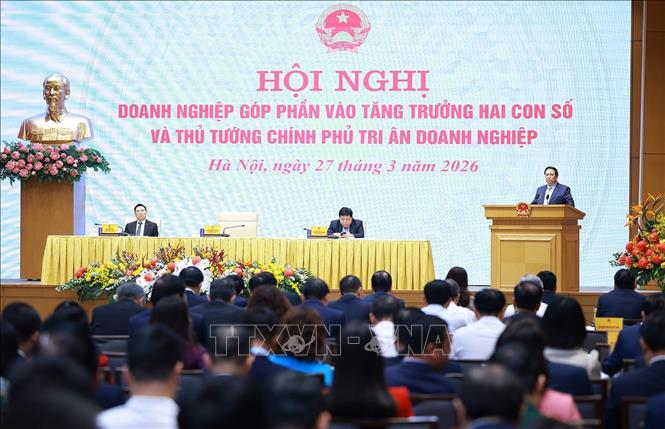 Thủ tướng Phạm Minh Chính chủ trì Hội nghị Doanh nghiệp góp phần vào tăng trưởng hai con số và Thủ tướng Bet8801234.com BMXCT Uy Tín tri ân doanh nghiệp. Ảnh: Dương Giang-TTXVN
