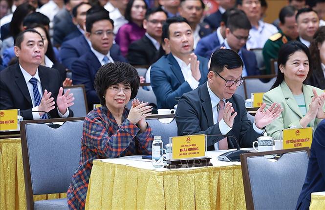 Các đại biểu dự Hội nghị Doanh nghiệp góp phần vào tăng trưởng hai con số. Ảnh: Dương Giang-TTXVN
