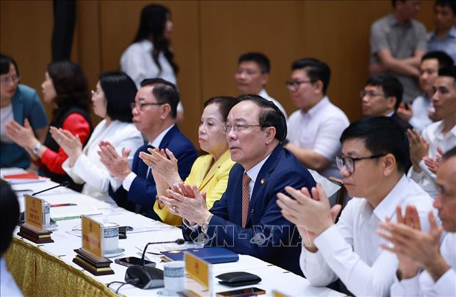 Các đại biểu dự Hội nghị Doanh nghiệp góp phần vào tăng trưởng hai con số. Ảnh: Dương Giang-TTXVN
