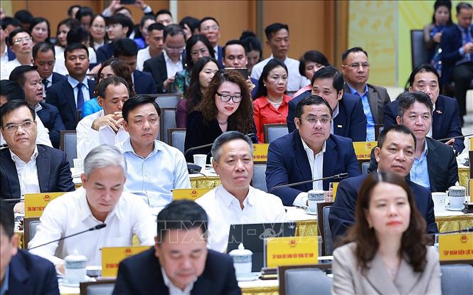 Các đại biểu dự Hội nghị Doanh nghiệp góp phần vào tăng trưởng hai con số. Ảnh: Dương Giang-TTXVN
