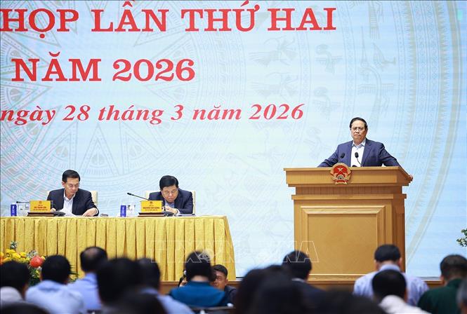 Thủ tướng Phạm Minh Chính phát biểu tại phiên họp lần thứ hai của BCĐ về phát triển khoa học công nghệ và Đề án 06. Ảnh: Dương Giang-TTXVN 
