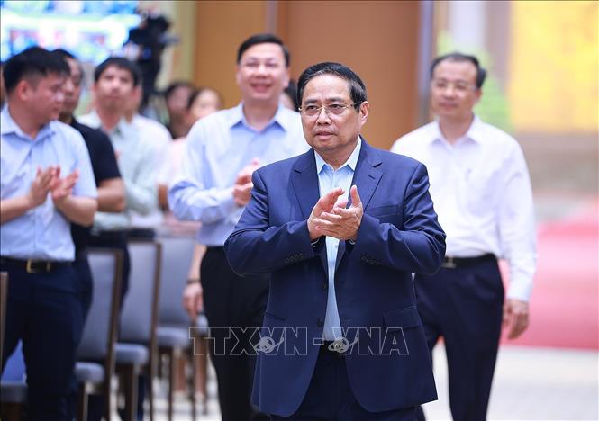 Thủ tướng Phạm Minh Chính chủ trì phiên họp lần thứ hai của BCĐ về phát triển khoa học công nghệ và Đề án 06. Ảnh: Dương Giang-TTXVN 
