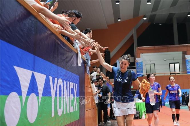 Cặp VĐV Somerville (Australia) - Josephine Wu (Canada) thắng Miki Kanehiro - Yuna Kato (Nhật Bản) 2-1 trước đối thủ, giành HCV. Ảnh: Minh Quyết - TTXVN