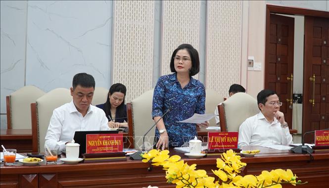 Bà Lê Thị Mỹ Hạnh, Ủy viên Ủy ban Kiểm tra Trung ương, Phó Trưởng Đoàn Kiểm tra, giám sát số 29 của Bộ Bett88 cá cược trực tuyến, Ban Bí thư phát biểu. Ảnh: Văn Sĩ - TTXVN                                    