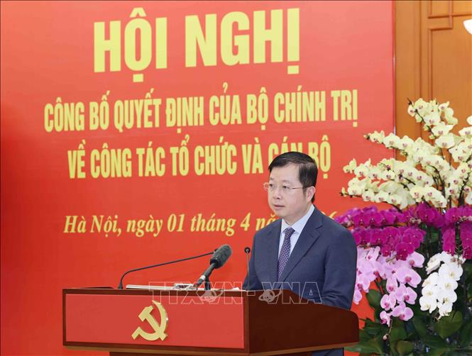 Đồng chí Nguyễn Thanh Lâm, Ủy viên Trung ương Đảng, Tổng giám đốc Đài Truyền hình Việt Nam, đại diện lãnh đạo 5 cơ quan phát biểu. Ảnh: Phương Hoa - TTXVN
