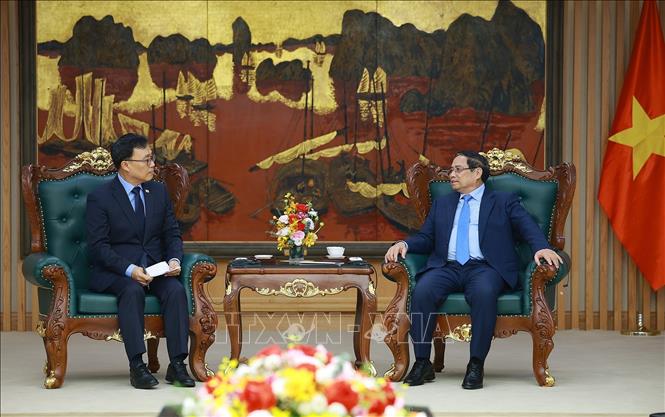 Thủ tướng Phạm Minh Chính tiếp ông Choi Young Sam, Đại sứ Hàn Quốc tại Việt Nam. Ảnh: Dương Giang - TTXVN