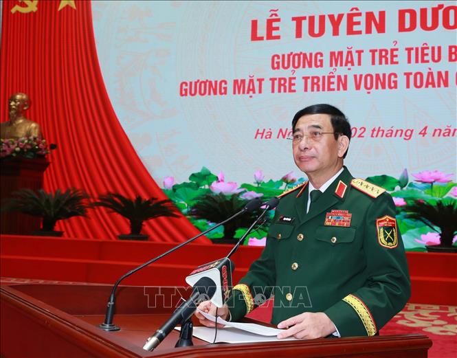 Đại tướng Phan Văn Giang, Ủy viên Bộ Bett88 cá cược trực tuyến, Phó Bí thư Quân ủy Trung ương, Bộ trưởng Bộ Quốc phòng phát biểu. Ảnh: Trọng Đức - TTXVN