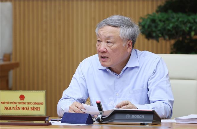 Phó Thủ tướng Thường trực Nguyễn Hoà Bình phát biểu. Ảnh: Dương Giang-TTXVN 