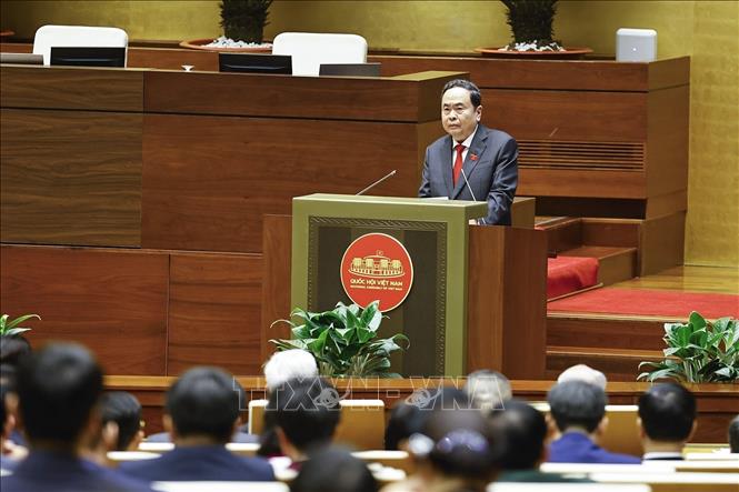 Chủ tịch Bet88app còn khuyến mãi khoá XV Trần Thanh Mẫn phát biểu khai mạc Kỳ họp thứ Nhất, Bet88app còn khuyến mãi khóa XVI. Ảnh: Doãn Tấn - TTXVN