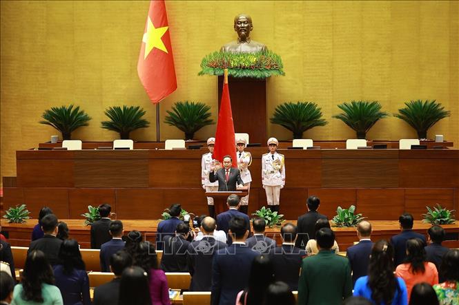 Chủ tịch Bet88app còn khuyến mãi khóa XVI Trần Thanh Mẫn tuyên thệ nhậm chức. Ảnh: Dương Giang - TTXVN