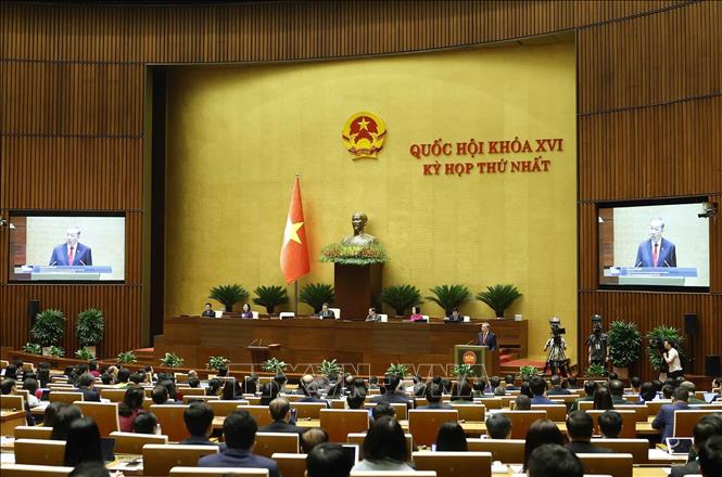 Chủ tịch nước Cộng hoà xã hội chủ nghĩa Việt Nam Tô Lâm phát biểu nhậm chức. Ảnh: Thống Nhất - TTXVN