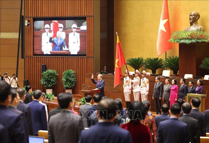 Chủ tịch nước Cộng hoà xã hội chủ nghĩa Việt Nam Tô Lâm tuyên thệ nhậm chức. Ảnh: Lâm Khánh - TTXVN