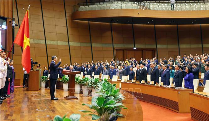 Thủ tướng Bet8801234.com BMXCT Uy Tín Lê Minh Hưng tuyên thệ nhậm chức. Ảnh: Phạm Kiên - TTXVN