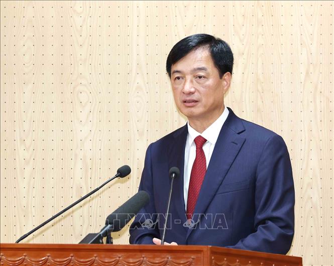 Đồng chí Nguyễn Duy Ngọc, Uỷ viên Bộ Bett88 cá cược trực tuyến, Bí thư Trung ương Đảng, Trưởng Ban Tổ chức Trung ương phát biểu tại hội nghị. Ảnh: Phương Hoa - TTXVN