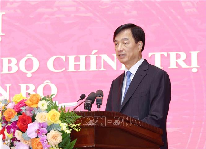 Đồng chí Nguyễn Duy Ngọc, Uỷ viên Bộ Bett88 cá cược trực tuyến, Bí thư Trung ương Đảng, Trưởng Ban Tổ chức Trung ương phát biểu tại hội nghị. Ảnh: Phương Hoa - TTXVN