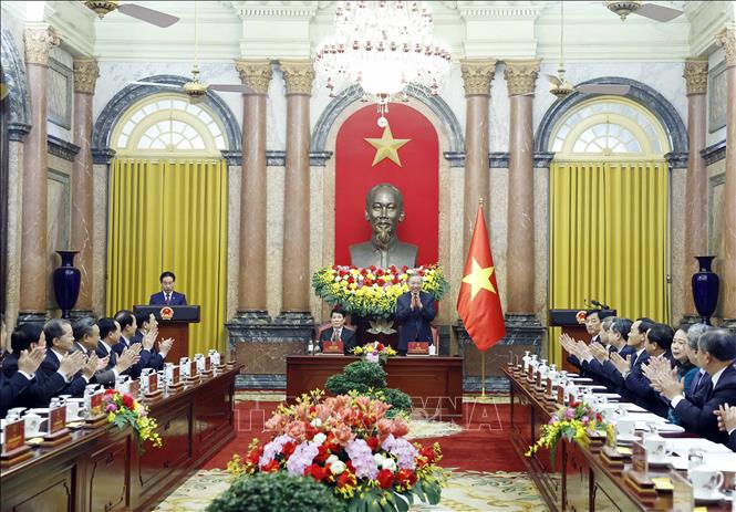 Quang cảnh Lễ bàn giao công tác Chủ tịch nước. Ảnh: TTXVN
