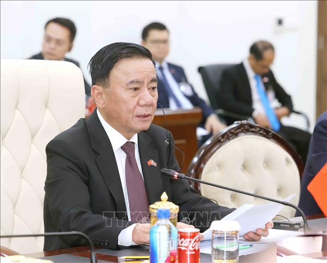 Thường trực Ban Bí thư Trần Cẩm Tú phát biểu tại hội đàm. Ảnh: Phương Hoa - TTXVN