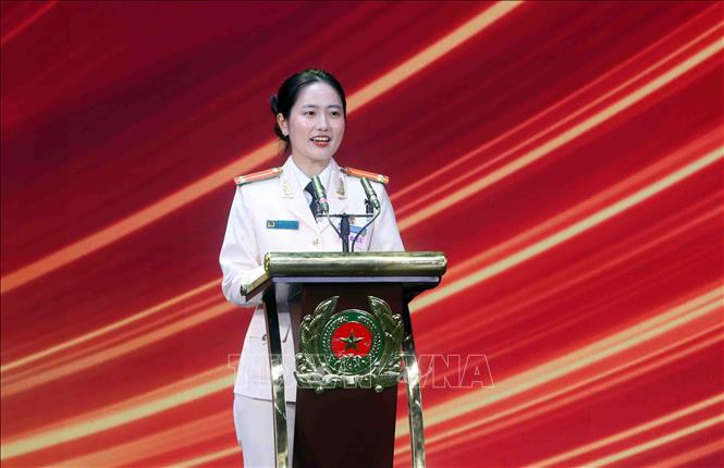 Đại diện thế hệ trẻ lực lượng tham mưu Công an 2026 Bet88.com link không chặn phát biểu. Ảnh: Phạm Kiên - TTXVN