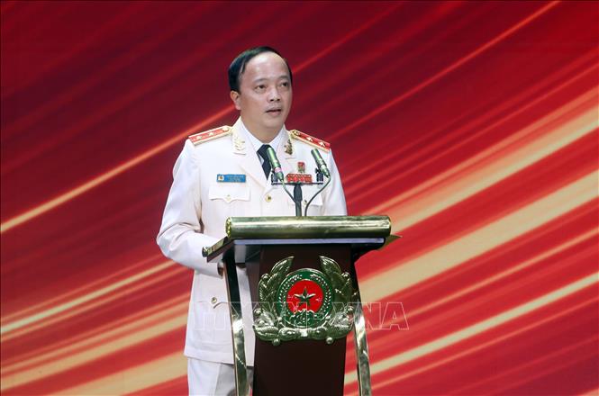 Trung tướng Đặng Hồng Đức, Uỷ viên Trung ương Đảng, Thứ trưởng Bộ Công an phát biểu. Ảnh: Phạm Kiên - TTXVN