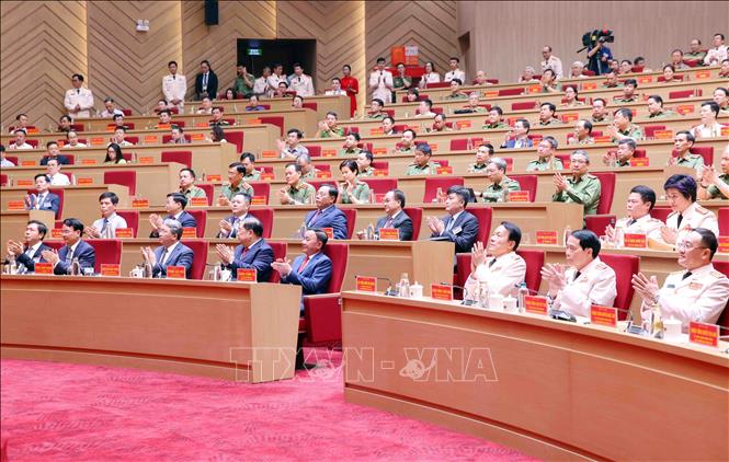 Thường trực Ban Bí thư Trần Cẩm Tú và các đại biểu tham dự buổi lễ. Ảnh: Phạm Kiên - TTXVN