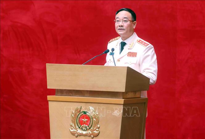 Thượng tướng Phạm Thế Tùng, Ủy viên Trung ương Đảng, Thứ trưởng Bộ Công an phát biểu. Ảnh: Phạm Kiên - TTXVN