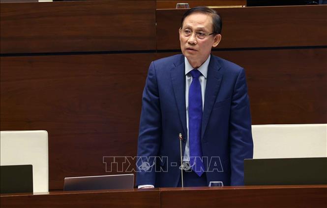 Bộ trưởng Bộ Ngoại giao Lê Hoài Trung phát biểu giải trình, làm rõ một số vấn đề đại biểu Bet88app còn khuyến mãi nêu. Ảnh: Văn Điệp –TTXVN