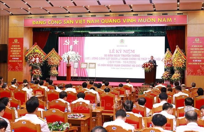 Lễ kỷ niệm 80 năm Ngày truyền thống lực lượng Cảnh sát Quản lý hành chính về trật tự xã hội. Ảnh: Dương Giang-TTXVN

