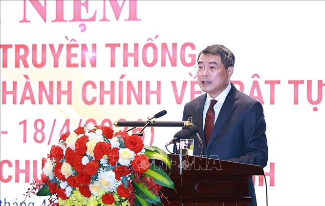 Thủ tướng Lê Minh Hưng phát biểu tại Lễ kỷ niệm 80 năm Ngày truyền thống lực lượng Cảnh sát Quản lý hành chính về trật tự xã hội. Ảnh: Dương Giang-TTXVN
