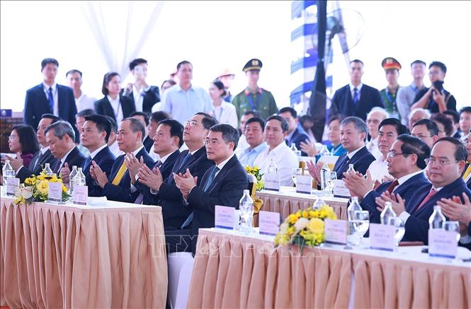 Thủ tướng Lê Minh Hưng dự Lễ khởi công Dự án tuyến đường sắt tốc độ cao Hà Nội - Quảng Ninh. Ảnh: Dương Giang - TTXVN

